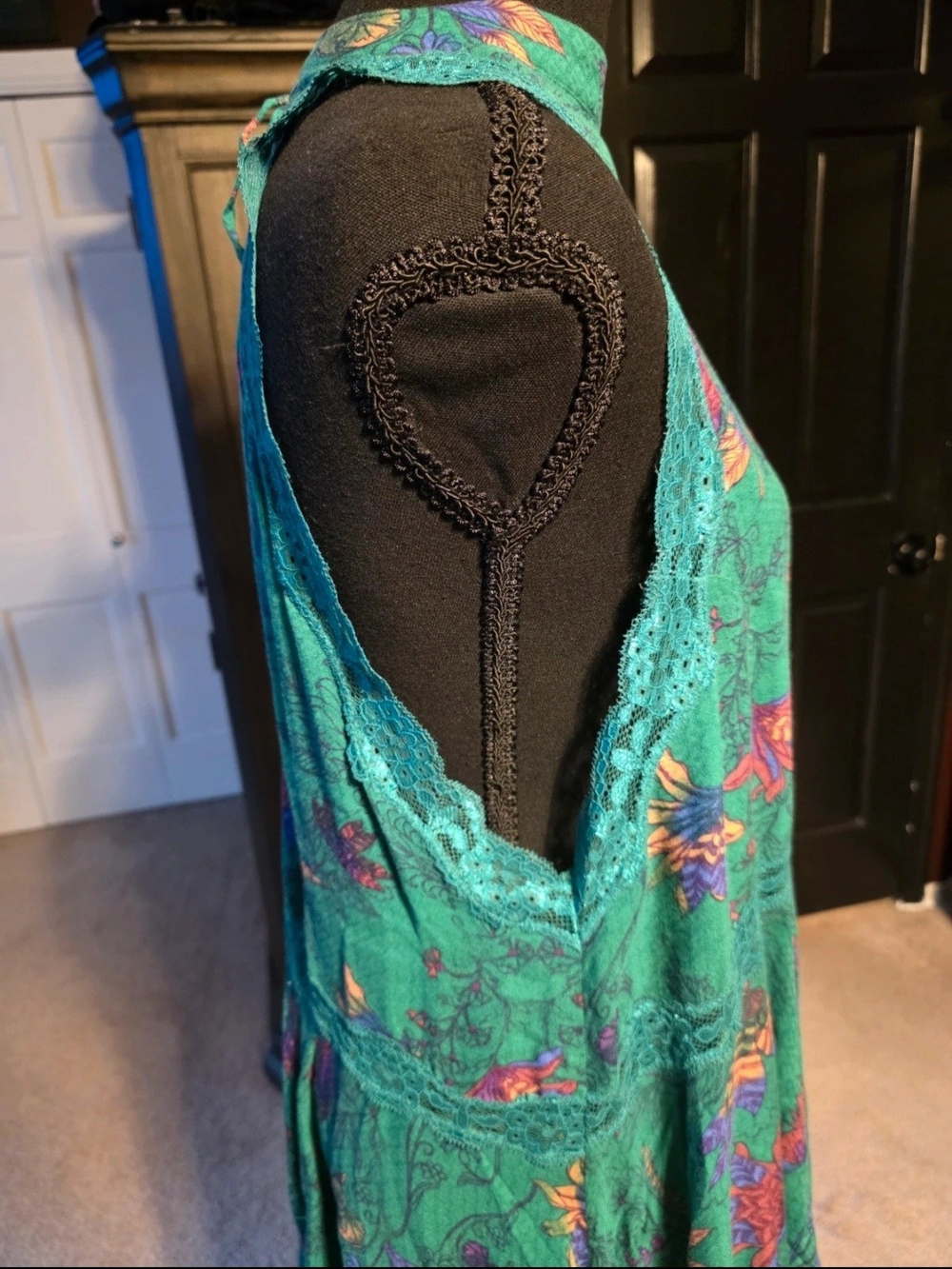 Free People Teal and Purple Floral Scarf Top - Picture 5 of 5